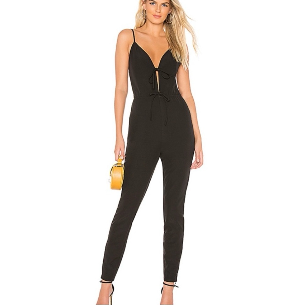 Revolve by the way Katy Tie Front Catsuit in Black Medium NWOT
